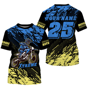 MX jersey custom blue Motocross for kid men women UPF30+ dirt bike racing shirt off-road racewear PDT101