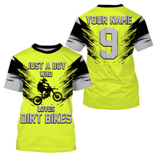 Load image into Gallery viewer, Just A Boy Who Loves Dirt Bikes custom jersey green UPF30+ men boys motocross racewear off-road NMS969