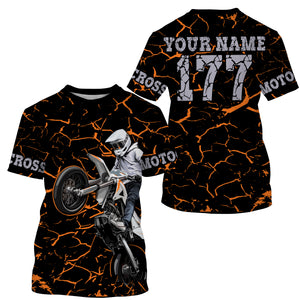 Youth kid adult Motocross racing jersey orange shirt custom UV protective off-road MX extreme biker PDT34