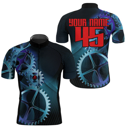 Custom Cycling Jersey Sprocket Mountain Bike Cycle Racing Bicycling Shirt Road Biking - Blue| NMS833