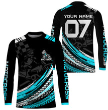 Load image into Gallery viewer, Xtreme blue dirt bike for adult kid youth custom MX jersey UV protective motorcycle riding shirt PDT77