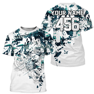 Personalized motocross jersey blue camouflage kid adult UPF30+ MX racing dirt bike off-road NMS984