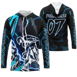 MotoX extreme custom jersey UPF30+ kid&adult Motocross blue dirt bike shirt racing motorcycle PDT46