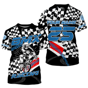 BMX jersey UPF30+ checkered flag BMX shirt, bicycle motocross gear cycling clothes| SLC103