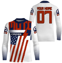 Load image into Gallery viewer, Custom motocross jersey American flag UPF30+ men women kid dirt bike racing motorcycle Patriotic NMS1001