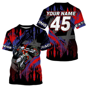 Personalized red MX jersey UPF30+ kid men women racing off-road dirt bike extreme motorcycle PDT56