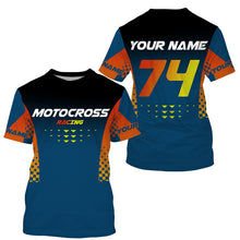 Load image into Gallery viewer, Motocross racing custom jersey UPF30+ men women kids blue dirt bike offroad motorcycle outfits NMS1010