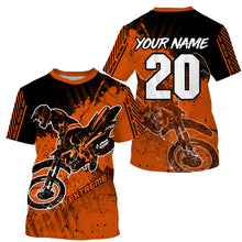 Load image into Gallery viewer, Motocross for kid men women jersey custom UPF30+ off-road dirt bike orange racing shirt racewear PDT108