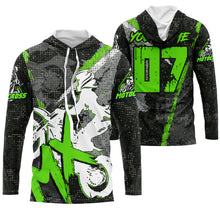 Load image into Gallery viewer, Kids boys girls custom Motocross off-road jersey green UPF30+ xtreme MX dirt bike shirt motorcycle PDT191