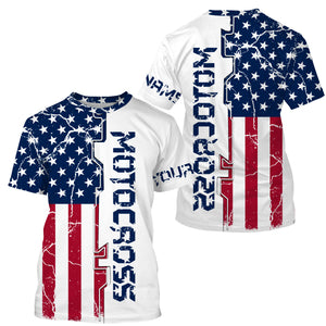 Kid&Adult personalized Motocross jersey American flag Anti UV dirt bike racing motorcycle racewear| NMS917