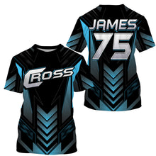 Load image into Gallery viewer, Blue kid adult youth Motocross jersey personalized UV protective MX biker cross motorcycle shirt PDT36