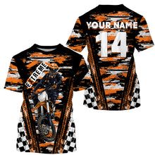 Load image into Gallery viewer, Kid adult orange custom MX jersey UV protective Motocross for youth racing biker off-road shirt PDT69