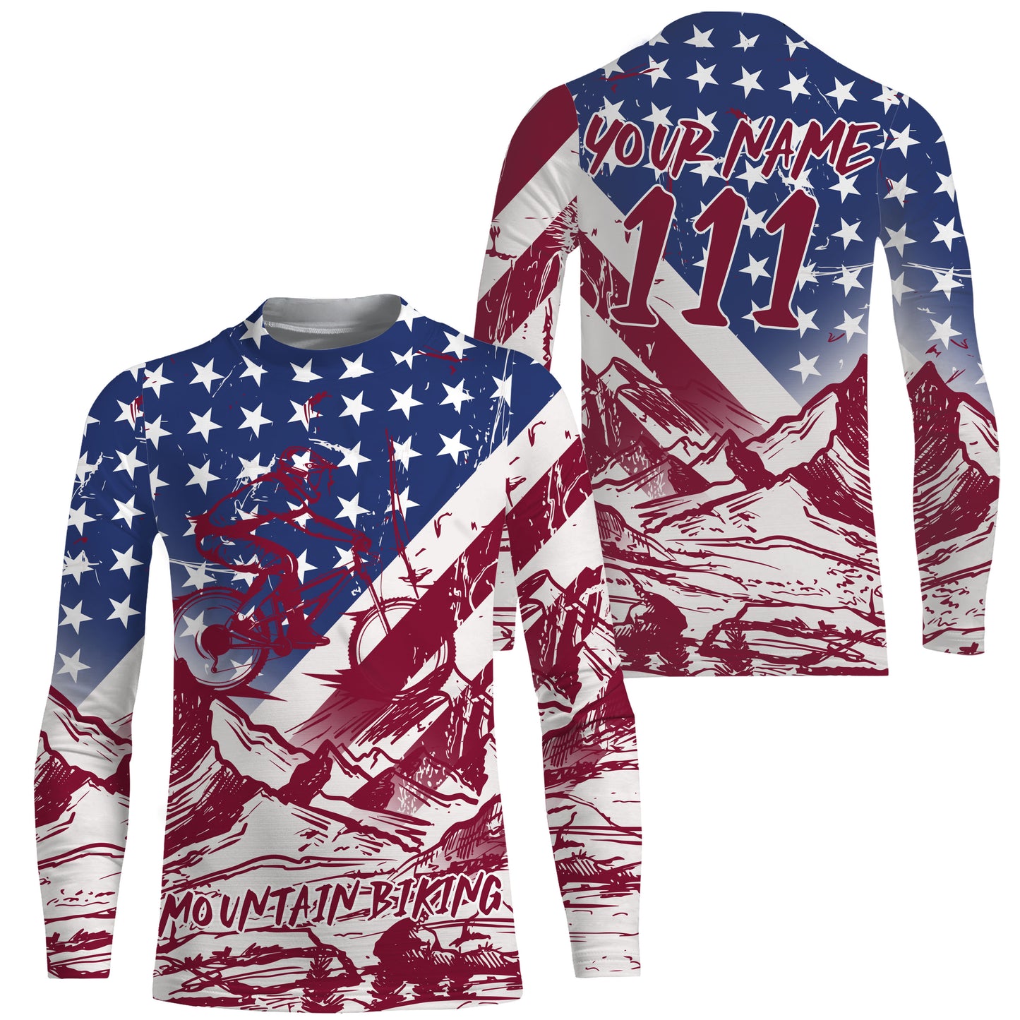 Patriotic adult kid MTB jersey Custom UPF30+ enduro mountain bike shirt USA downhill cycling gear| SLC27