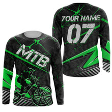 Load image into Gallery viewer, Personalized green MTB jersey UPF30+ adult kid mountain biking shirts Enduro cycling racewear| SLC49