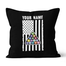Load image into Gallery viewer, Custom Black White American Flag Billiard Pillow, Patriotic Pillow Gifts TDM0792
