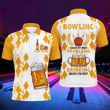 Load image into Gallery viewer, Funny Beer Bowling Shirt Men Polo, Personalized Team Short Sleeves Men Bowlers Jersey NBP18