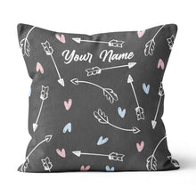 Load image into Gallery viewer, Personalized Archery Arrows And Hearts Throw Pillow Best Valentine Gifts TDM0784