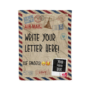 Personalized Photo Letter Fleece Blanket Custom Postal Picture Gift to My Daughter Son from Mom Dad Customized for Husband Wife FSD1731D01