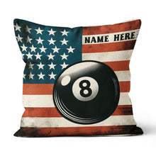 Load image into Gallery viewer, Personalized Vintage US Flag 8 Ball Billiard Pillow Custom Billiard Gift VHM0922