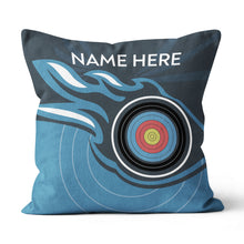 Load image into Gallery viewer, Personalized Blue Archery Target Pillow Custom Name Archery Throw Pillow TDM0845