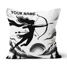 Load image into Gallery viewer, Custom Black White Funny Women Archer Pillow, Archery Decorative Pillows TDM0824