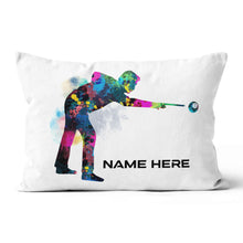 Load image into Gallery viewer, Funny Colorful Billiard Player Throw Pillow Custom Name Unique Billiards Pillows TDM0928