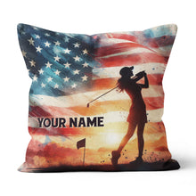 Load image into Gallery viewer, Watercolor Usa Flag Custom Golf Pillow Personalized Patriotic Golf Gifts LDT1175