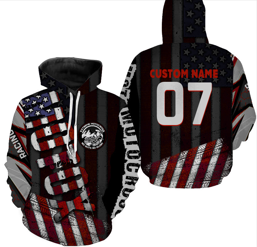 Personalized Motocross Hoodie Adult Dirt Bike American Flag MX Racing Hooded Jersey Off-Road NMS1300