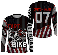 Load image into Gallery viewer, Patriotic Skull Dirt Bike Jersey UV Personalized Motocross MX Racing Shirt American Flag NMS1214