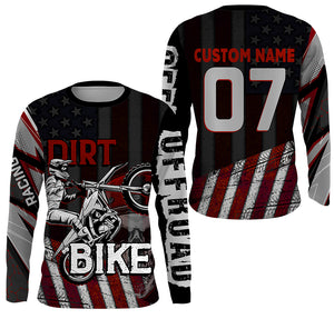 Patriotic Skull Dirt Bike Jersey UV Personalized Motocross MX Racing Shirt American Flag NMS1214