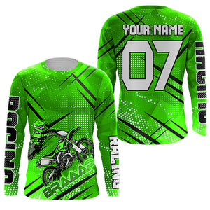 Dirt bike racing jersey custom green Motocross youth men women UPF30+ off-road extreme MX shirt PDT335