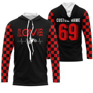 Black Motocross jersey personalized UPF30+ kid&adult xtreme love biker racing motorcycle shirt PDT17