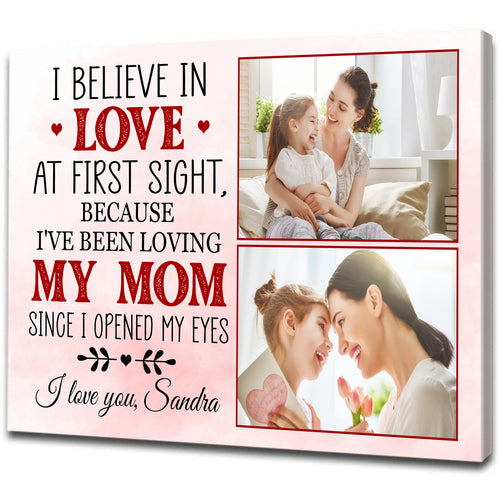 Personalized Canvas| Mother and I, Love At First Sight - Custom Image Canvas| Sunflower Canvas| Birthday Gifts, Mother's Day Gift  T255