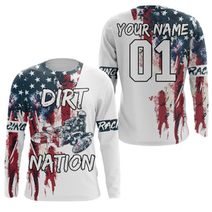 Patriotic motocross jersey Dirt Nation UPF30+ custom American flag adult&kid MX racing motorcycle NMS960