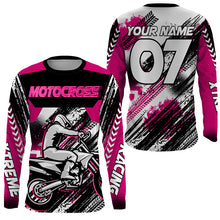 Load image into Gallery viewer, Pink custom Motocross jersey uv protective MX shirt for kid men women dirt bike racing racewear PDT295