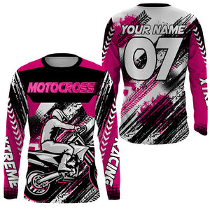 Pink custom Motocross jersey uv protective MX shirt for kid men women dirt bike racing racewear PDT295