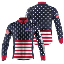 Load image into Gallery viewer, USA cycling jersey UPF50+ American bike shirt road MTB BMX dirt gear Biking tops with pockets| SLC220