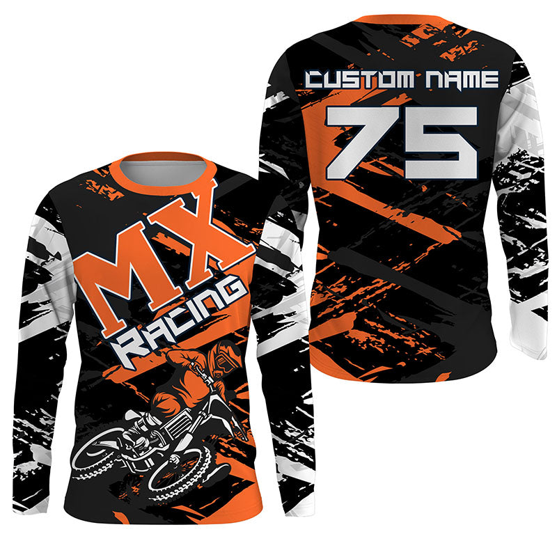 Orange Motocross Jersey Custom Dirt Bike Shirt UPF30+ Kid Men Women MX Racing Off-Road Racewear PDT376