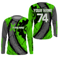 Load image into Gallery viewer, Xtreme dirt bike green Motocross racing jersey UPF30+ personalized adult kid MX shirt motorcycle  PDT62