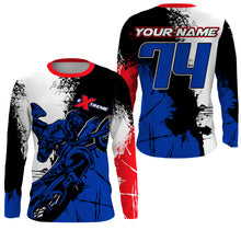 Load image into Gallery viewer, Custom MX jersey UV extreme Motocross racing men women kids blue&amp;white dirt bike riding outfit  PDT198