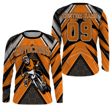 Load image into Gallery viewer, Personalized dirt bike jersey UPF30+ orange Motocross racing shirt kid men women MotoX off-road PDT290