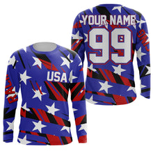 Load image into Gallery viewer, USA Motocross jersey youth women men Patriotic UPF30+ custom Dirt Bike off-road motorcycle shirt PDT410