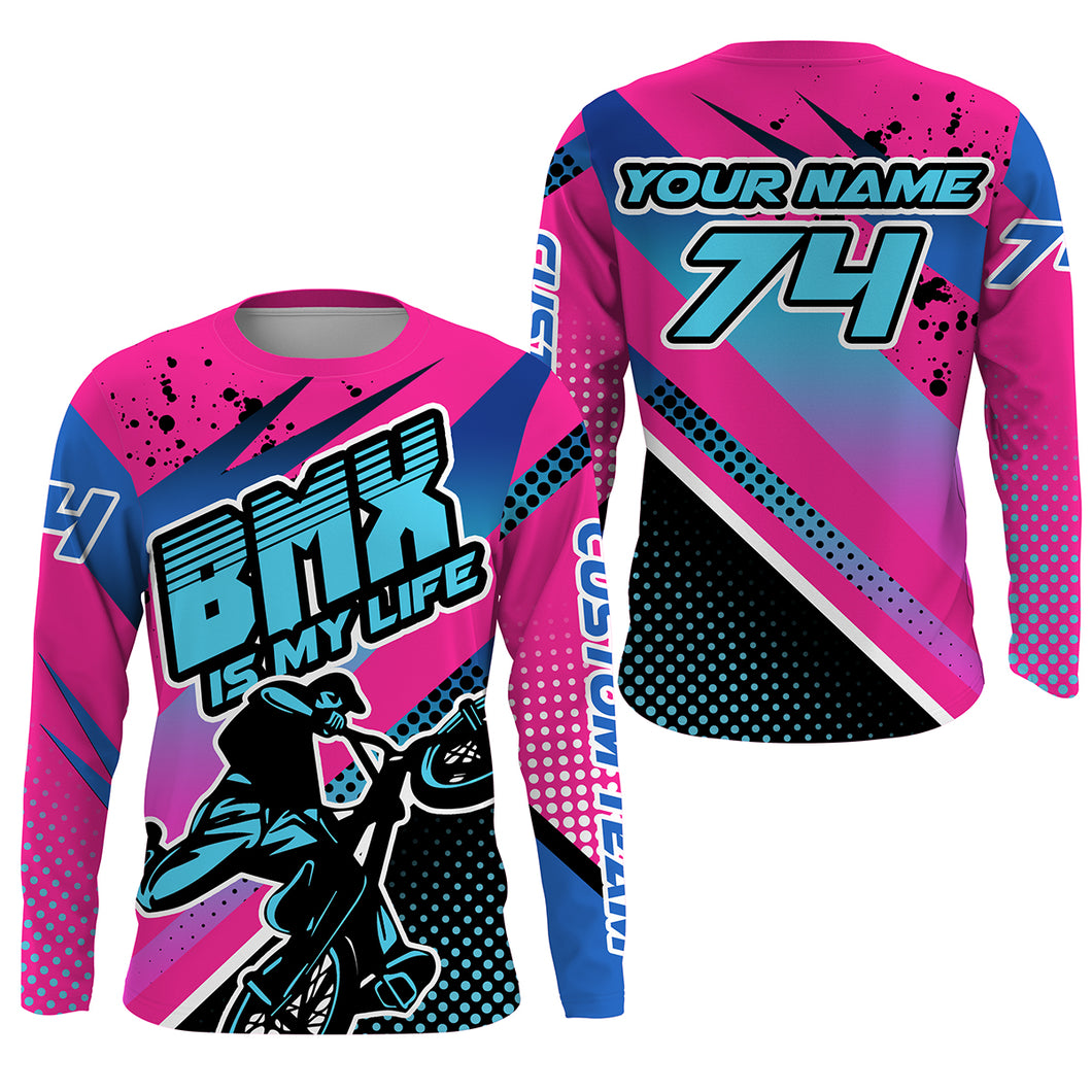 BMX life Pink BMX jersey UPF30+ BMX shirt cycling gear bicycle motocross gear| SLC133