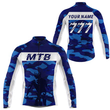 Load image into Gallery viewer, Custom Mens MTB Cycling Jersey Blue Camo Mountain Bike Bicycling Downhill Racing Shirt| NMS817
