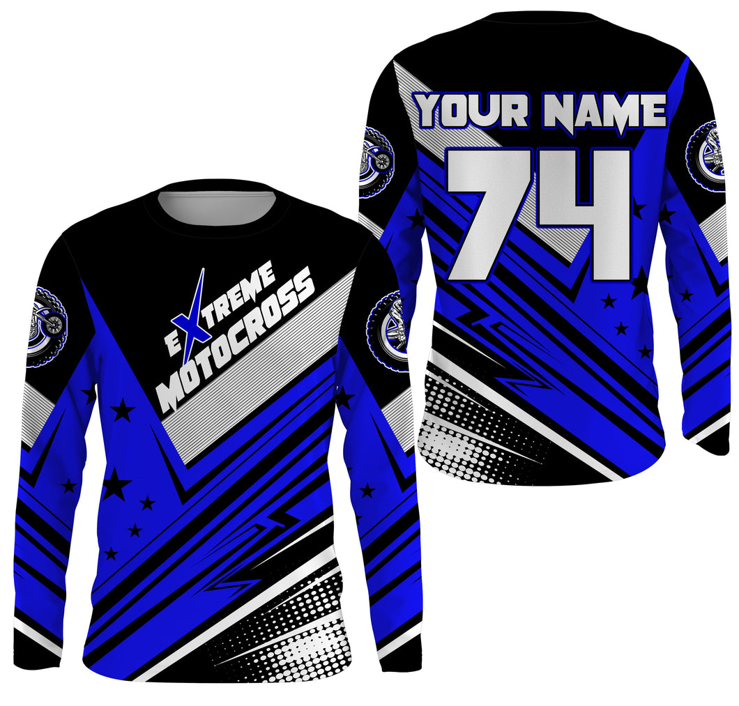 Personalized MX jersey UPF30+ dirt bike off-road kid&adult Motocross racing blue motorcycle shirt PDT213