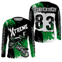 Load image into Gallery viewer, Extreme custom kid adult green Motocross jersey UPF30+ dirt bike long sleeve motorcycle shirt PDT392