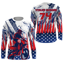 Load image into Gallery viewer, Motocross custom MX jersey kid women men UV protective American flag shirt dirt bike racewear PDT73