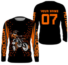 Load image into Gallery viewer, Girls women personalized motocross jersey UPF30+ orange dirt bike racing off-road motorcycle riders NMS982