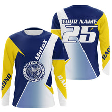 Load image into Gallery viewer, MX personalized dirt bike racing jersey yellow blue shirt men women kid UPF30+ off-road motorcycle PDT89