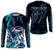 Load image into Gallery viewer, MotoX extreme custom jersey UPF30+ kid&amp;adult Motocross blue dirt bike shirt racing motorcycle PDT46